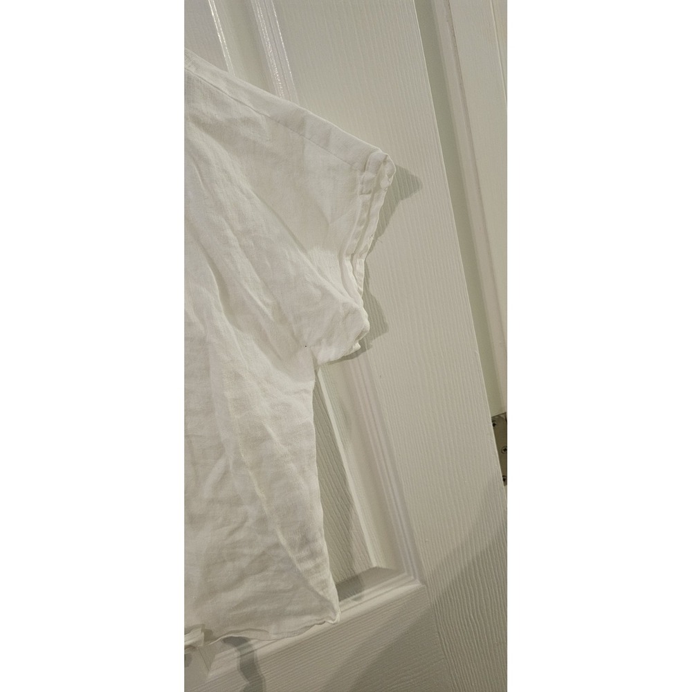 H&M LINEN-BLEND TIE-HEM BLOUSE CROPPED CROP TOP WHITE Size UK 12 - US Small - Picture 5 of 8
